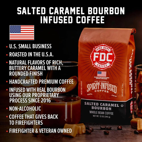 - Salted Caramel Bourbon Coffee - Veteran Owned - Premium Bourbon Infused - Ground Medium Roast - Non-Alcoholic - Roasted in the USA - Veteran Owned (12 Oz, Pack of 2)