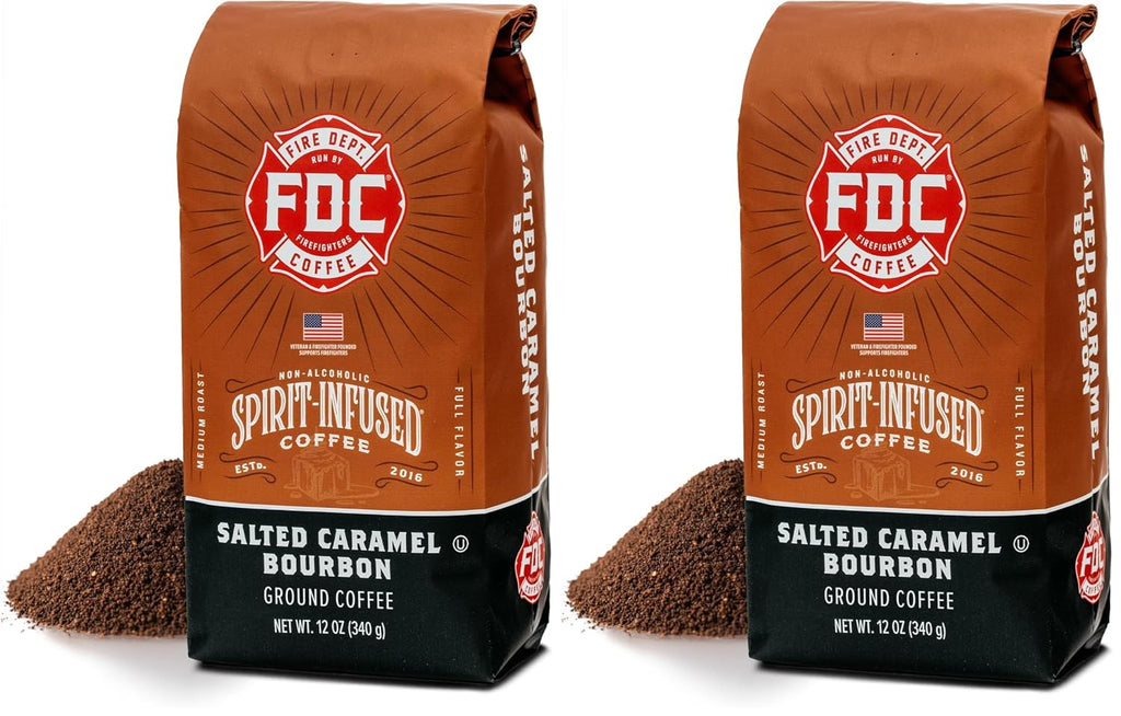 - Salted Caramel Bourbon Coffee - Veteran Owned - Premium Bourbon Infused - Ground Medium Roast - Non-Alcoholic - Roasted in the USA - Veteran Owned (12 Oz, Pack of 2)