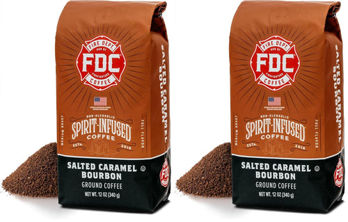 - Salted Caramel Bourbon Coffee - Veteran Owned - Premium Bourbon Infused - Ground Medium Roast - Non-Alcoholic - Roasted in the USA - Veteran Owned (12 Oz, Pack of 2)